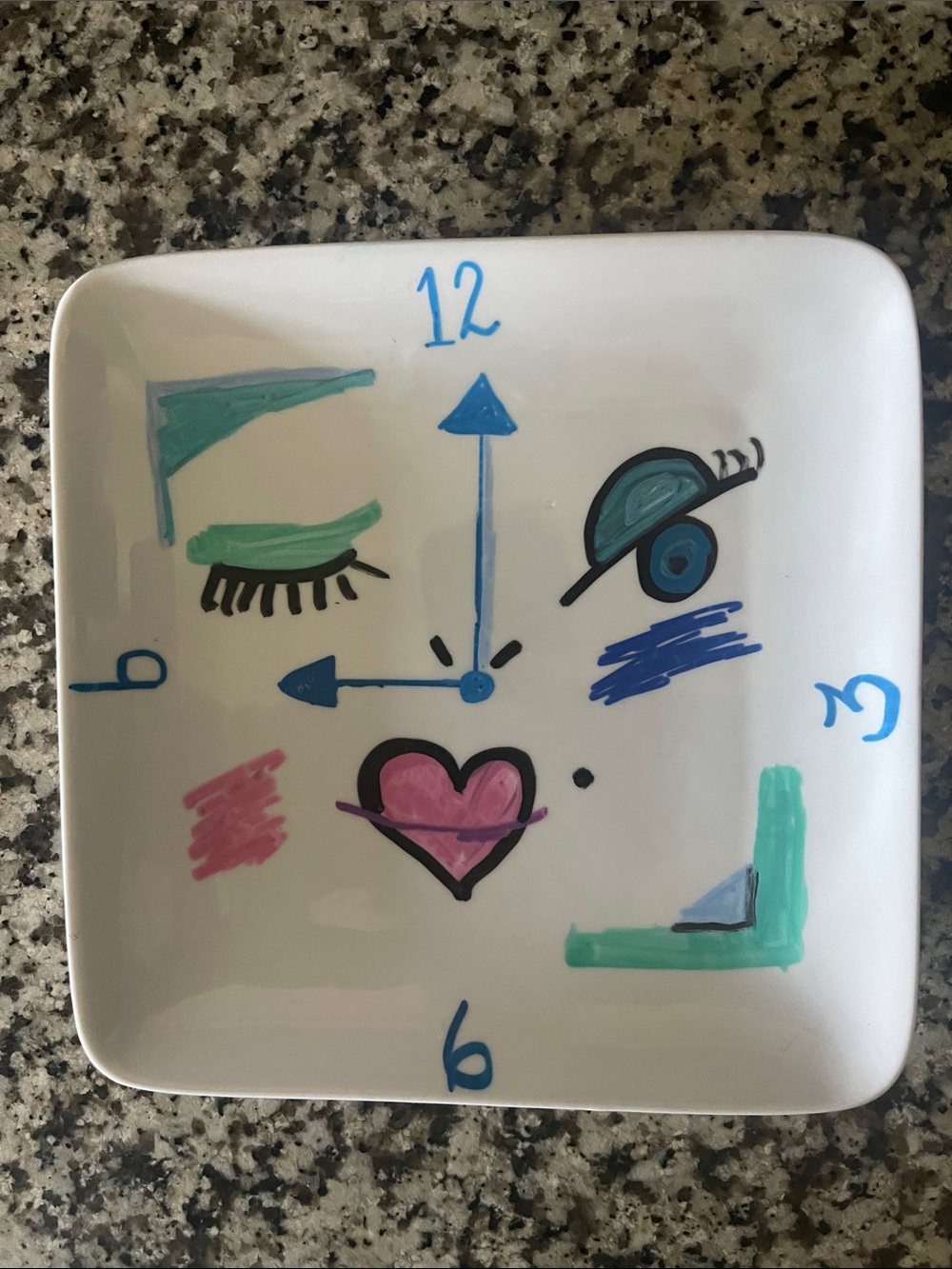 Hand-Painted Whimsy Wall Clock Plates Set with Face Art and Time Reveal on Back.